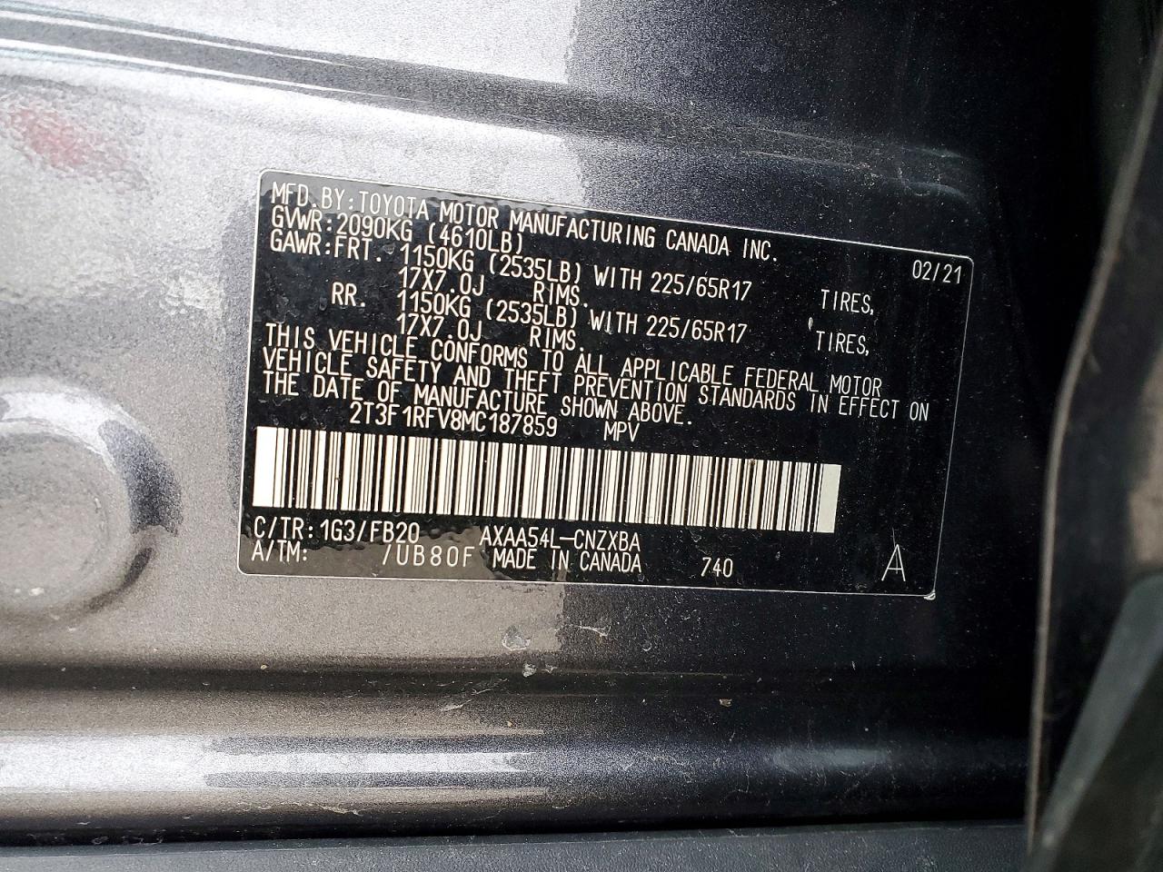 2021 TOYOTA RAV4 LE photo 12