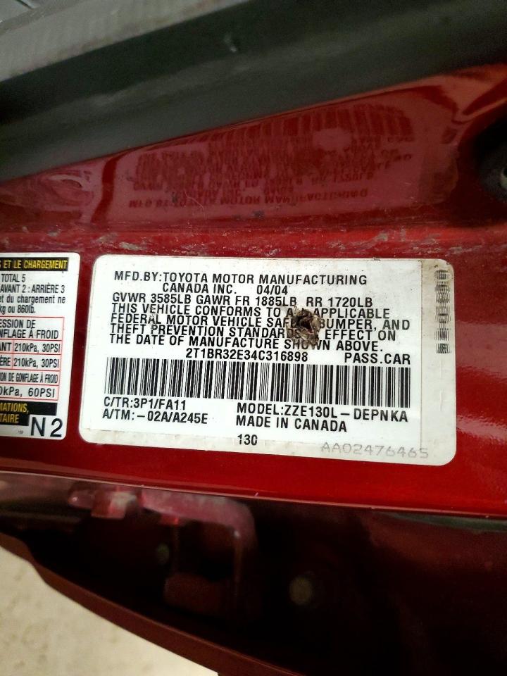 2004 TOYOTA COROLLA CE photo 12