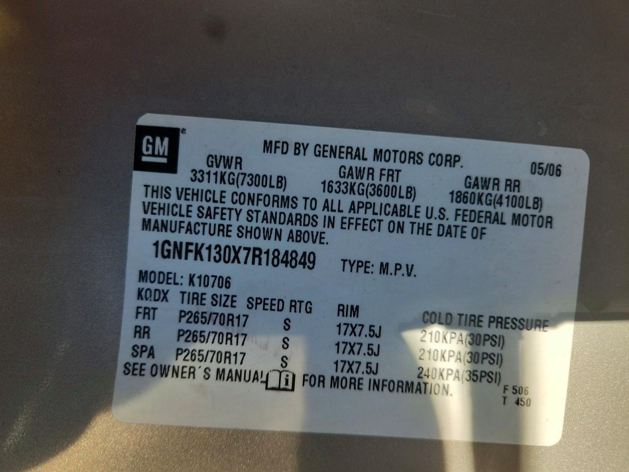 2007 CHEVROLET TAHOE K1500 photo 12