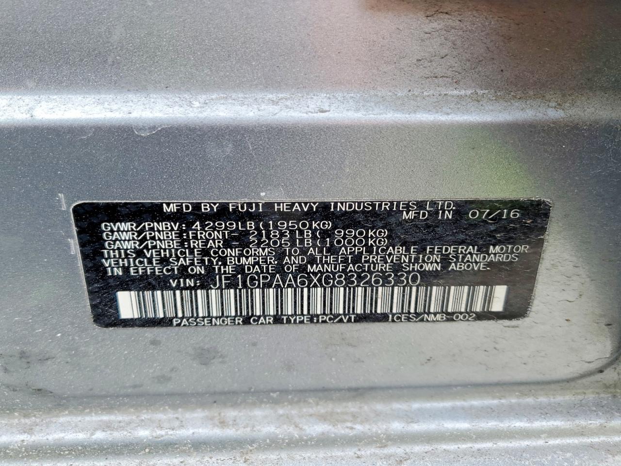 2016 SUBARU IMPREZA photo 12
