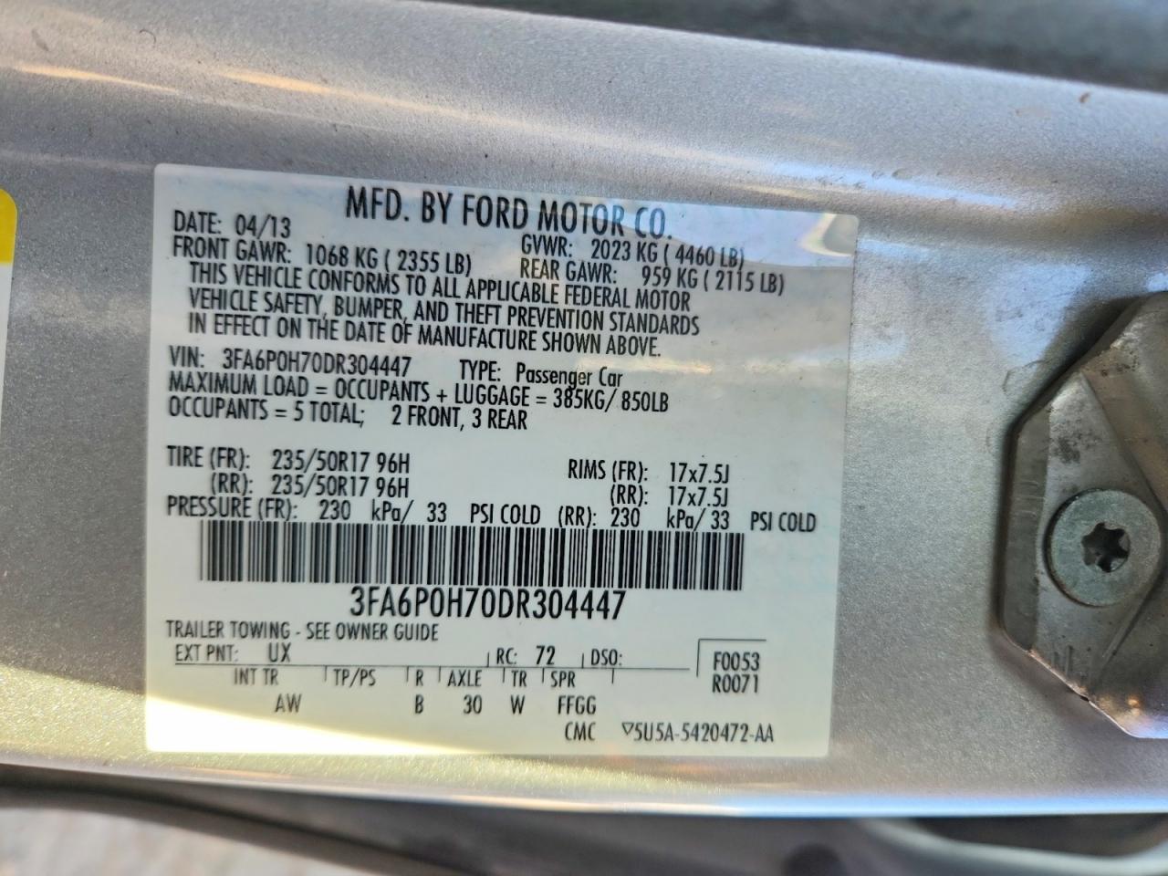 2013 FORD FUSION SE photo 12