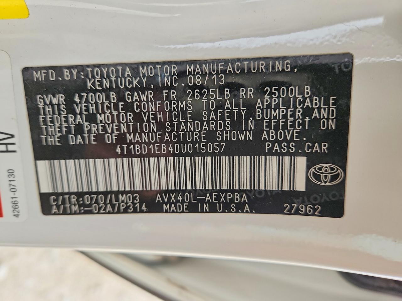2013 TOYOTA AVALON HYBRID photo 23