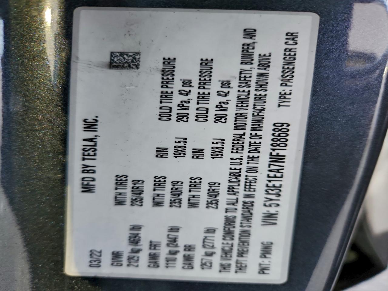 2022 TESLA MODEL 3 photo 13