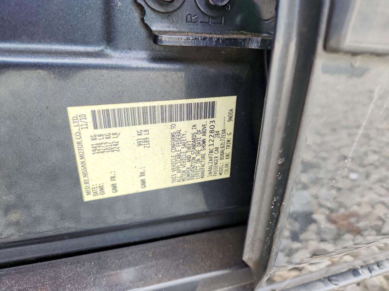 2011 NISSAN ALTIMA BASE photo 12