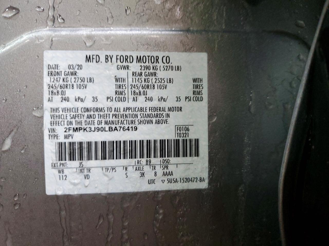 2020 FORD EDGE SEL photo 12