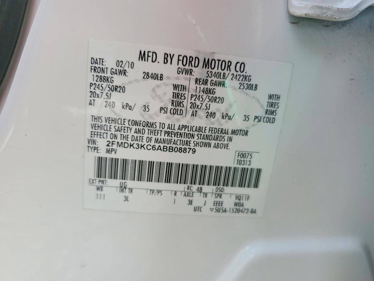 2010 FORD EDGE LIMITED photo 13
