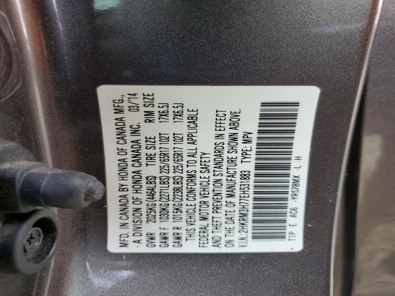 2014 HONDA CR-V EXL photo 14