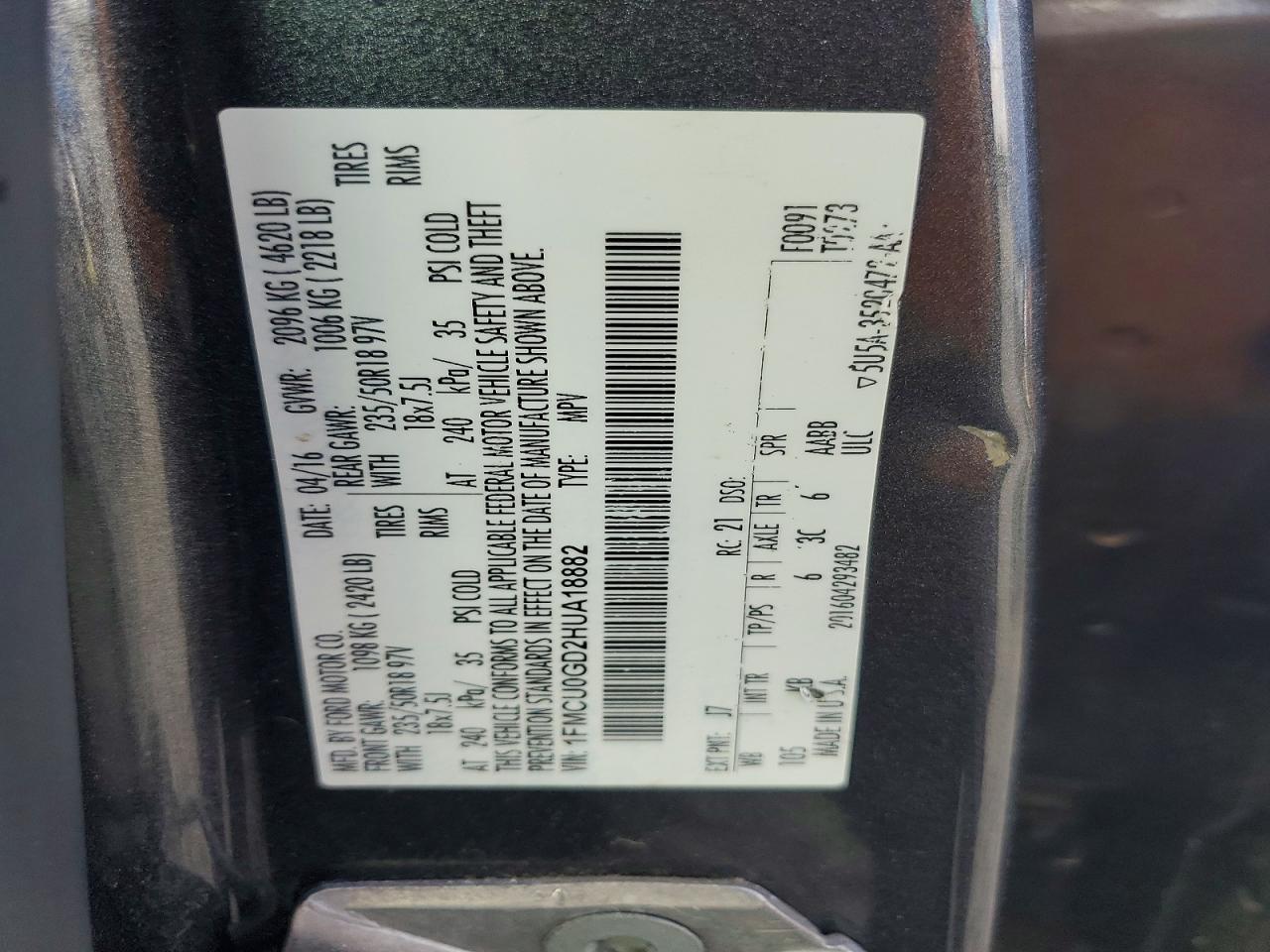 2017 FORD ESCAPE SE photo 13