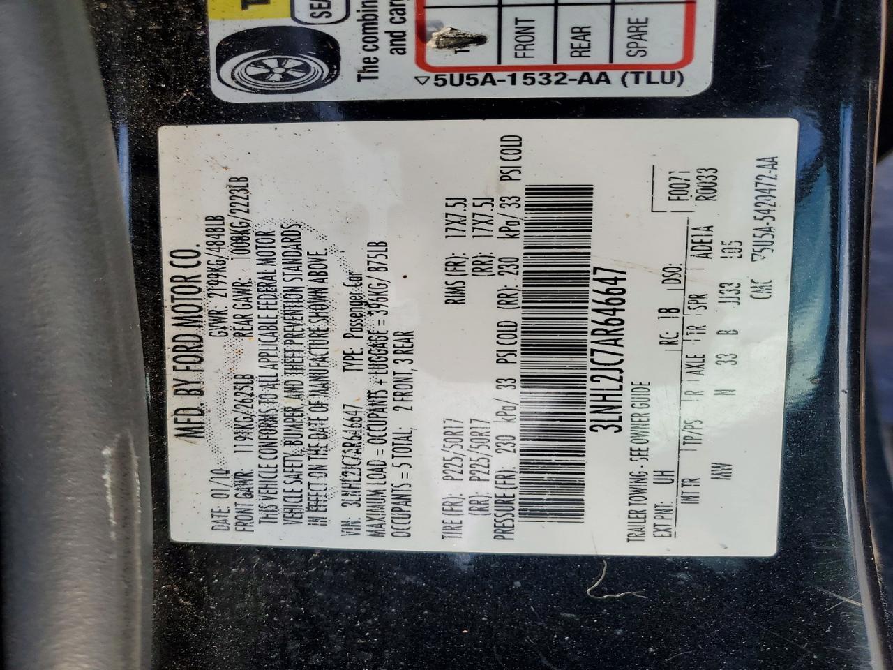 2010 LINCOLN MKZ photo 12