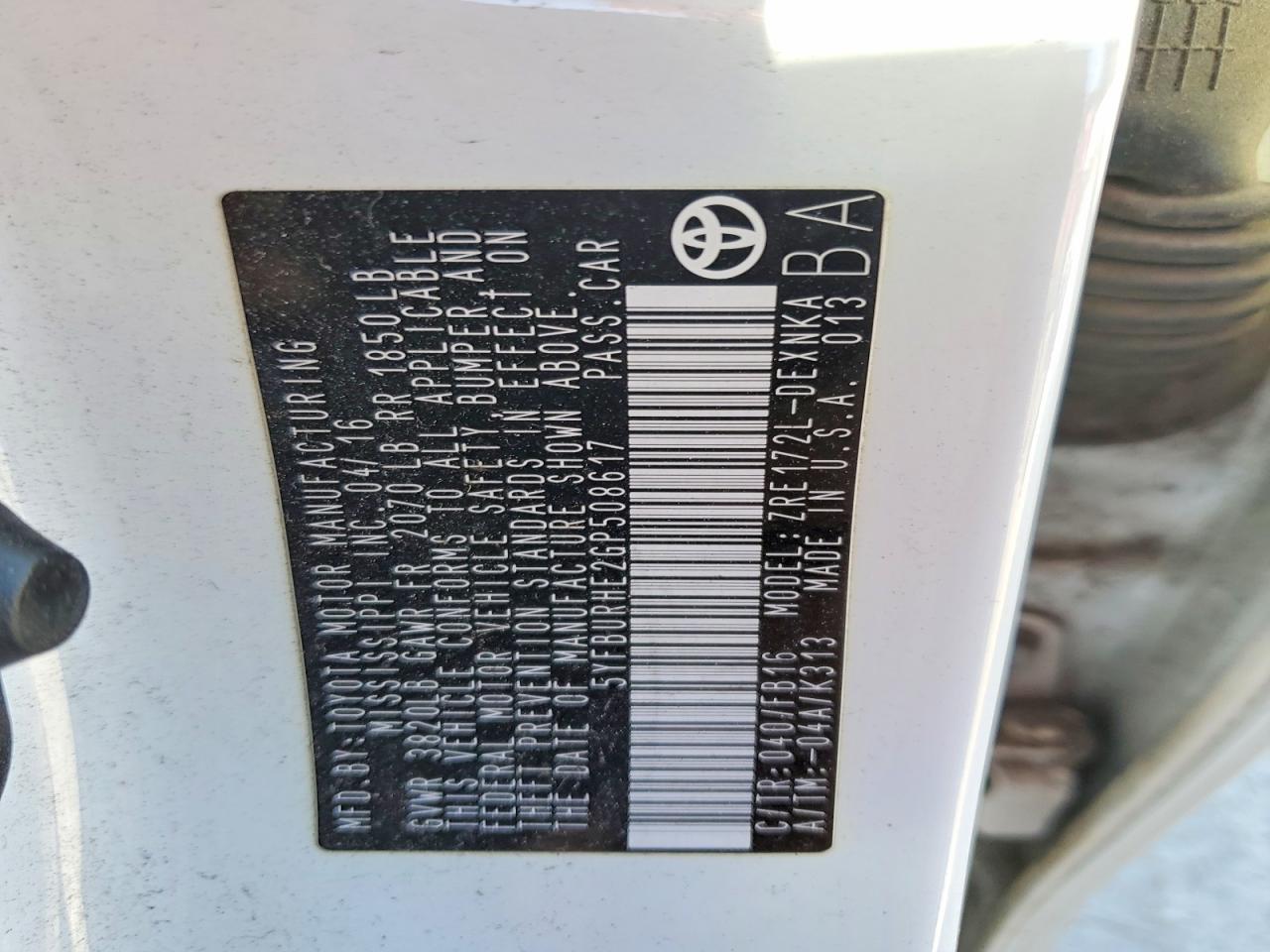 2016 TOYOTA COROLLA L photo 12
