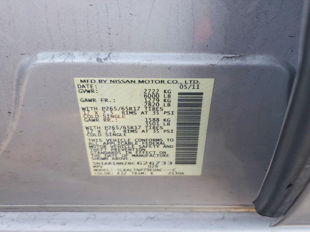 2011 NISSAN PATHFINDER S photo 12