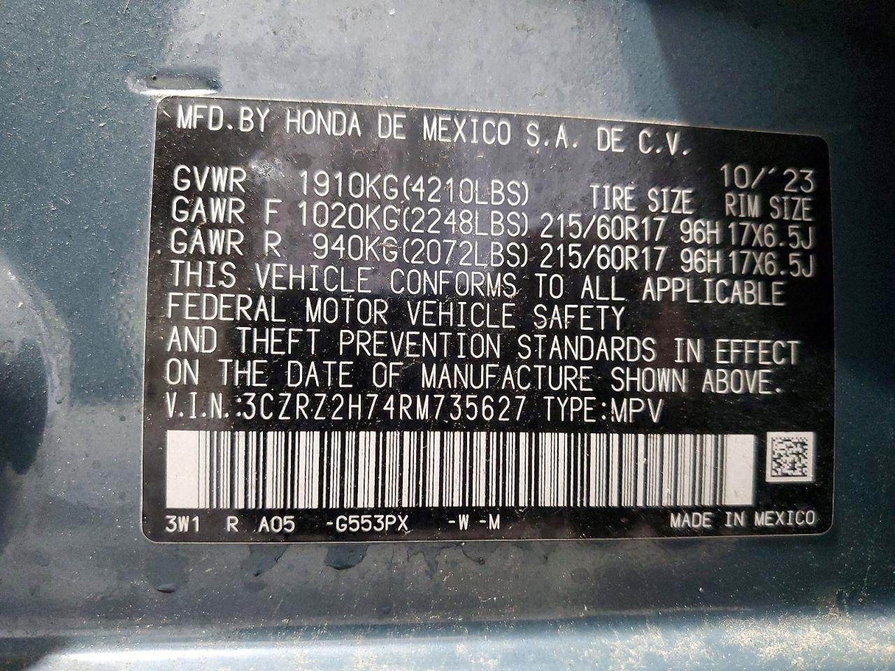 2024 HONDA HR-V EXL photo 13