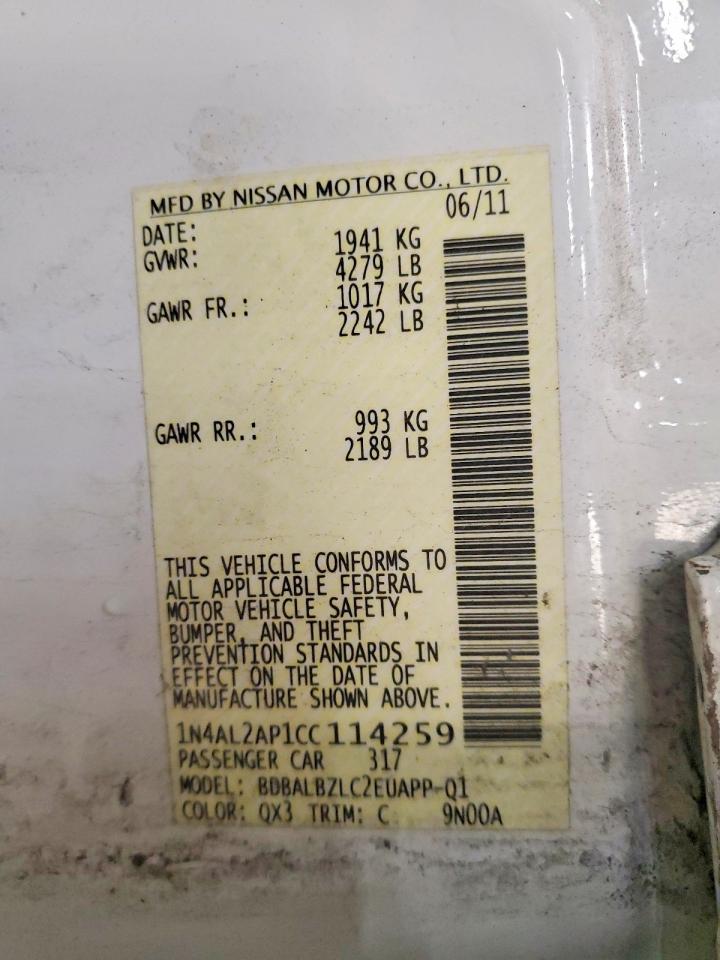 2012 NISSAN ALTIMA BASE photo 12