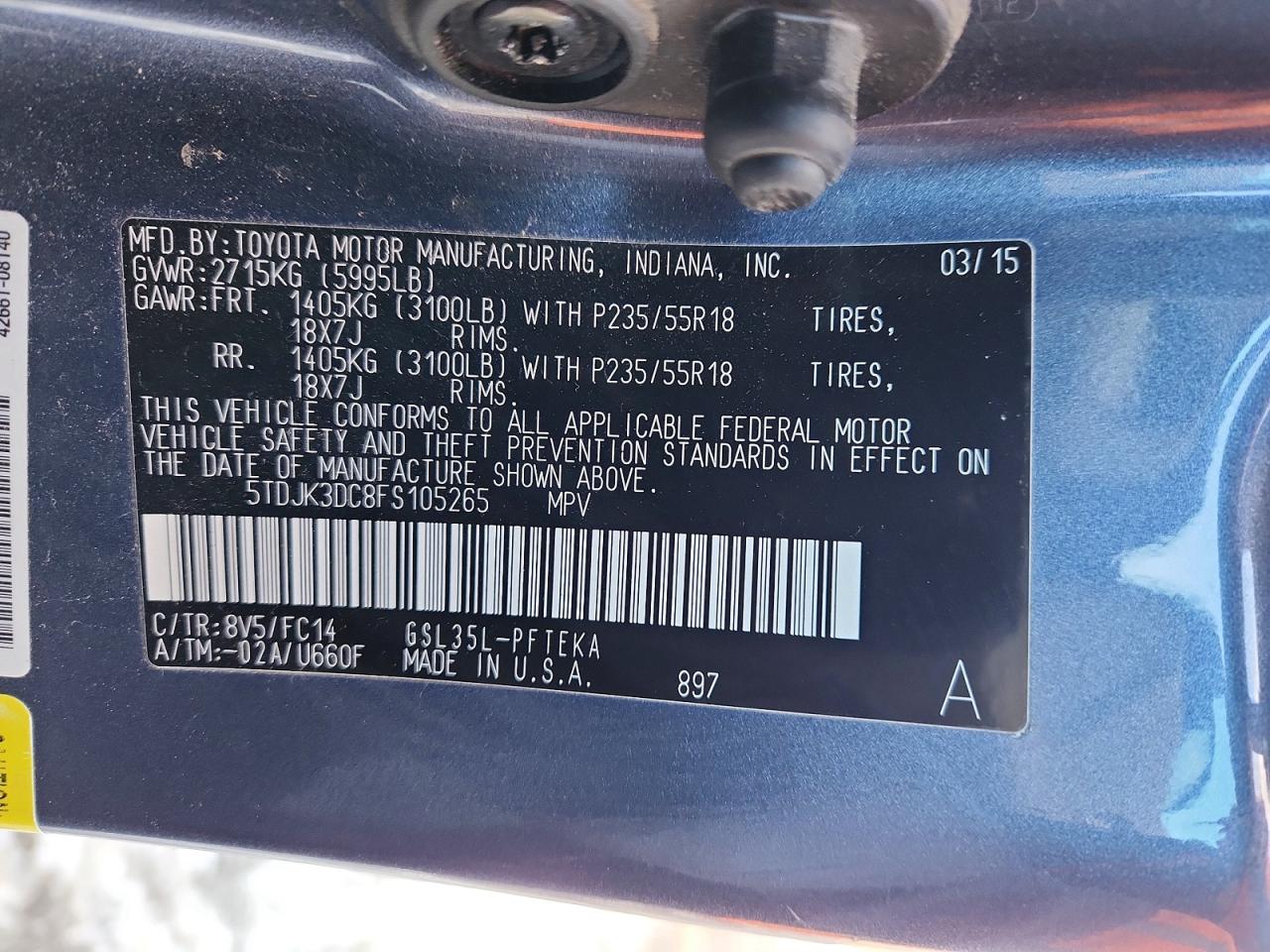 2015 TOYOTA SIENNA LE photo 14
