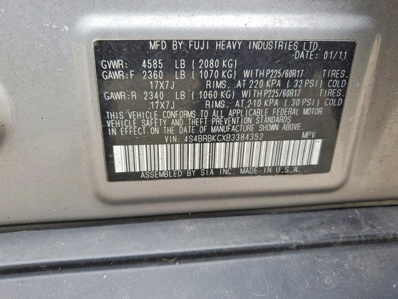 2011 SUBARU OUTBACK 2.5I LIMITED photo 13