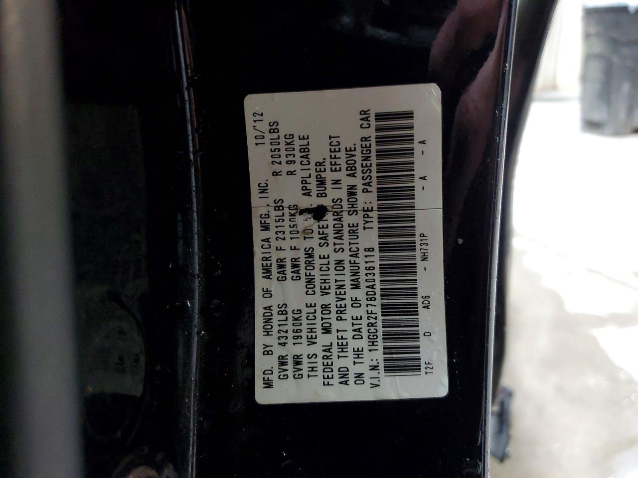 2013 HONDA ACCORD EX photo 12