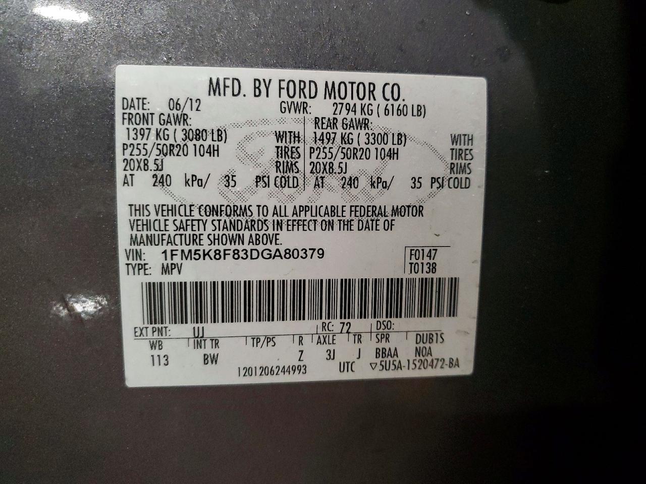 2013 FORD EXPLORER LIMITED photo 14