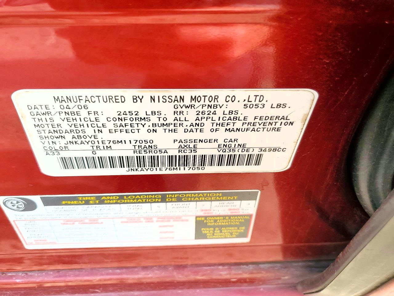 2006 INFINITI M35 BASE photo 12