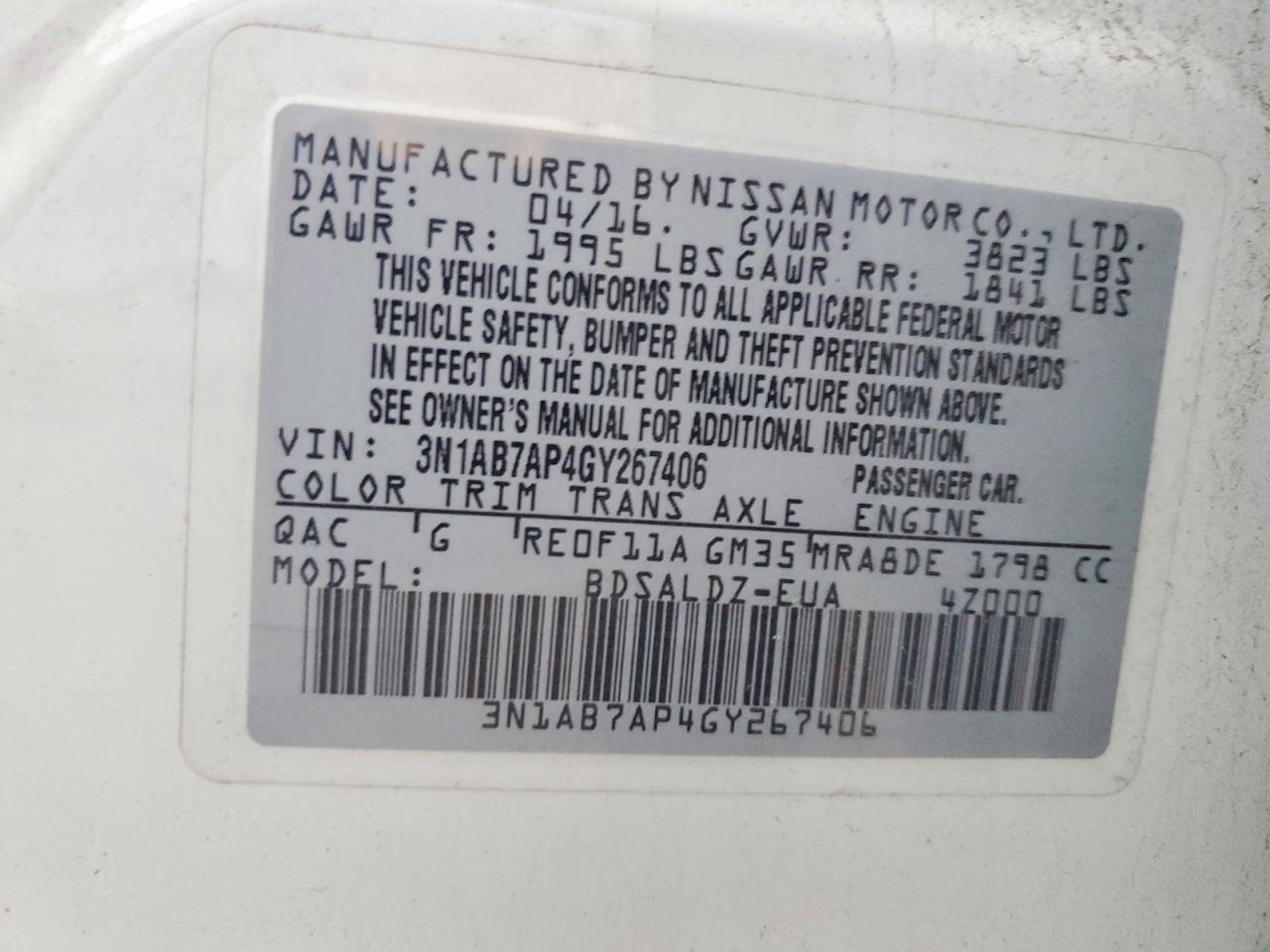 2016 NISSAN SENTRA S photo 12