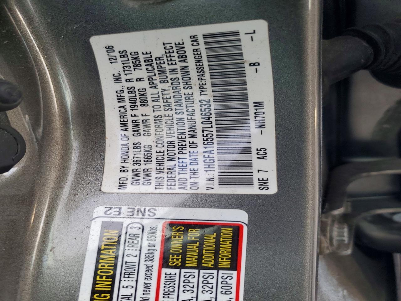 2007 HONDA CIVIC LX photo 12