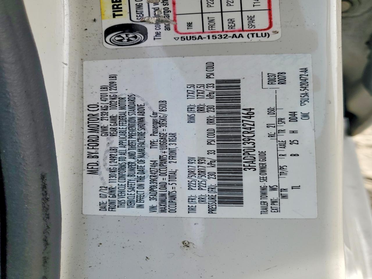 2012 FORD FUSION HYBRID photo 12