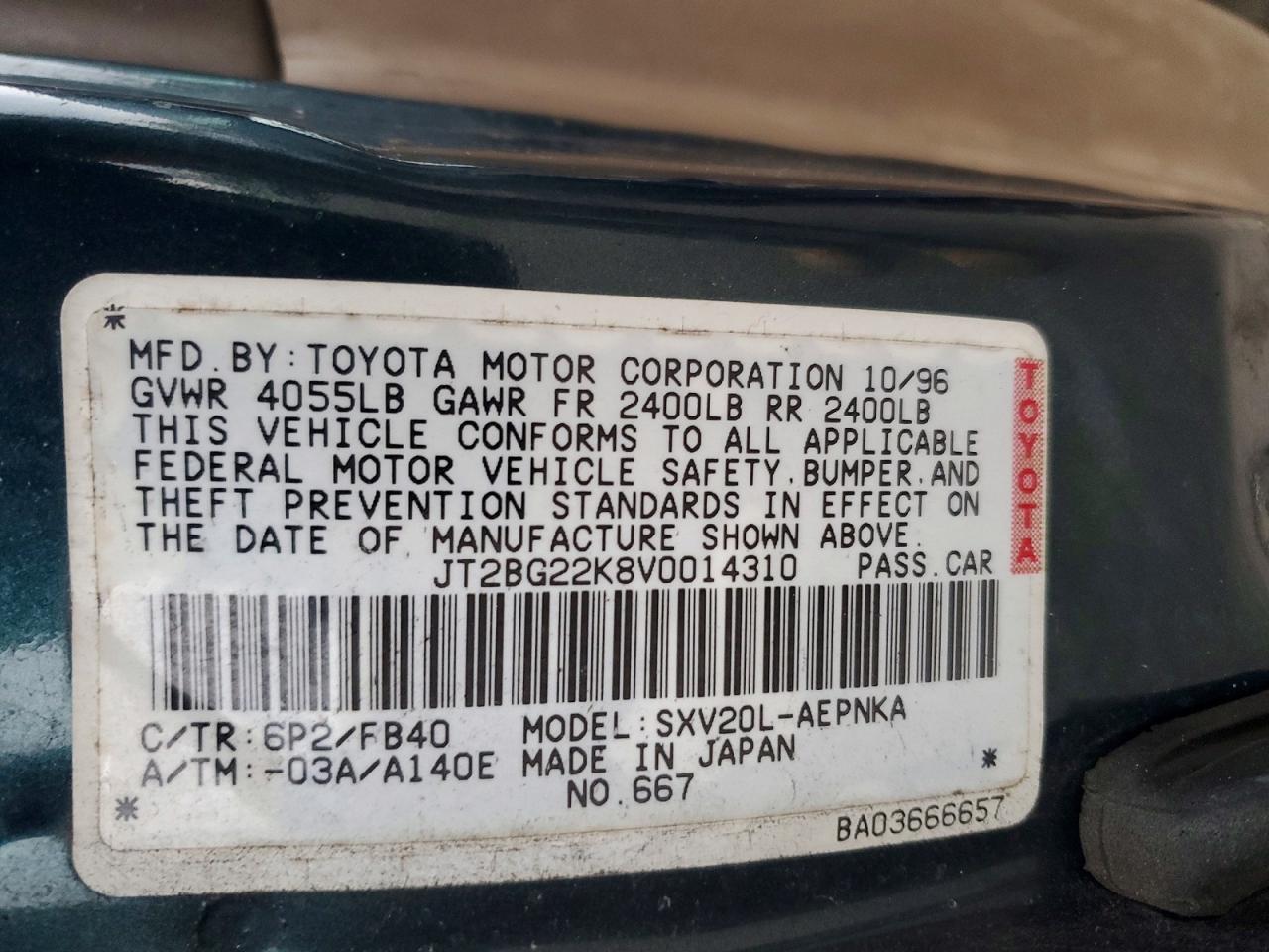 1997 TOYOTA CAMRY LE photo 12