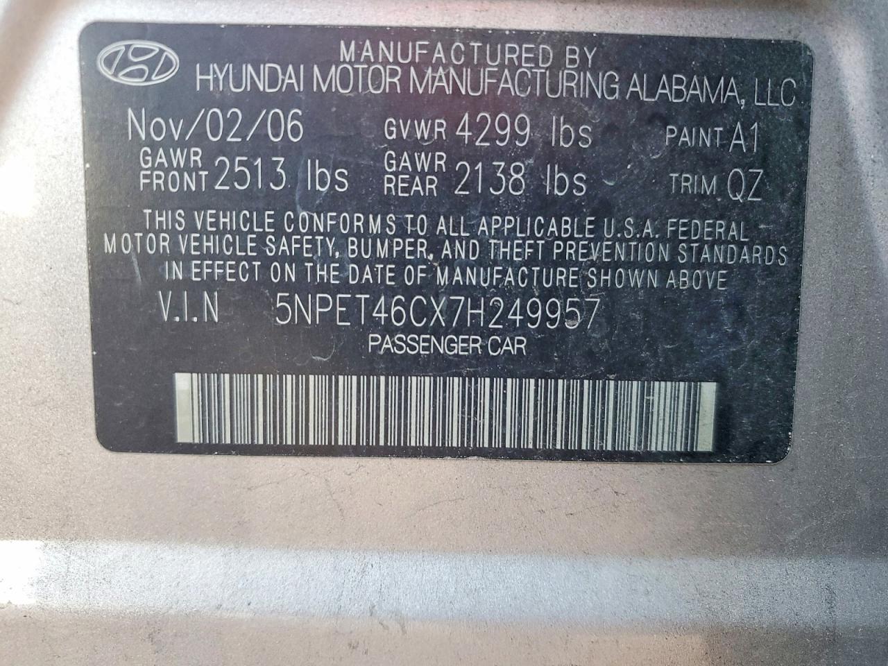 2007 HYUNDAI SONATA GLS photo 12