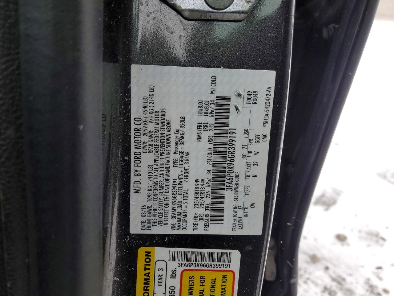 2016 FORD FUSION TITANIUM photo 12