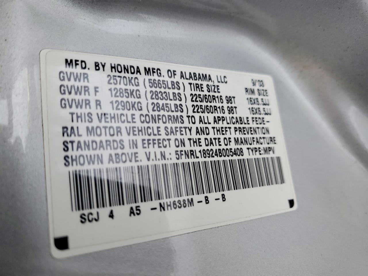 2004 HONDA ODYSSEY EXL photo 13