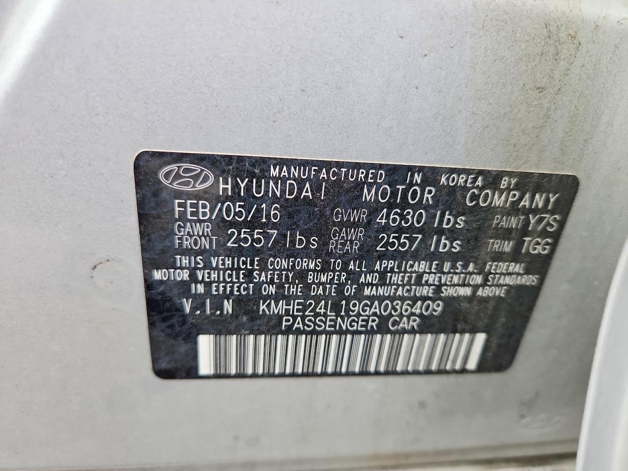2016 HYUNDAI SONATA HYBRID photo 12