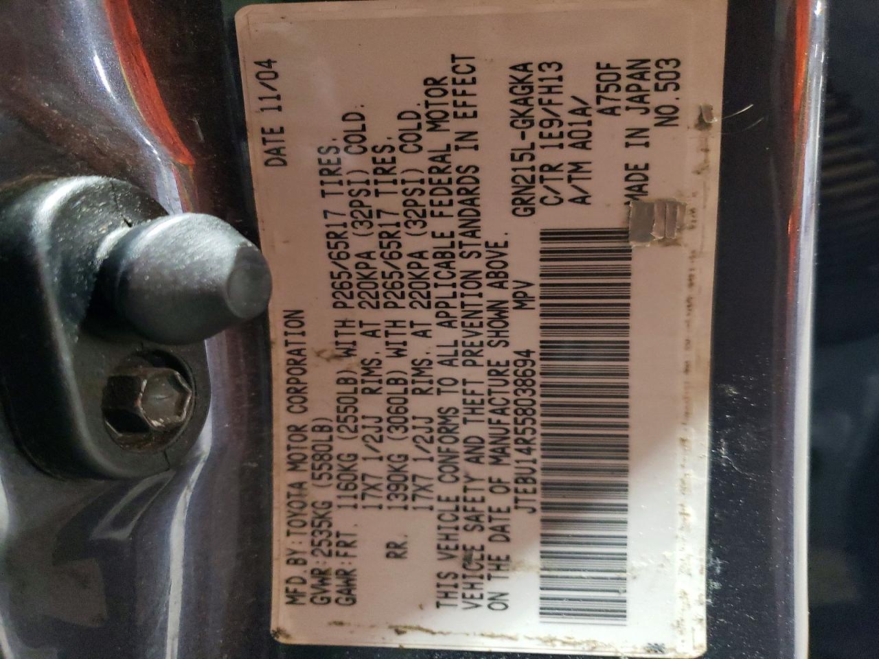 2005 TOYOTA 4RUNNER SR5 photo 14
