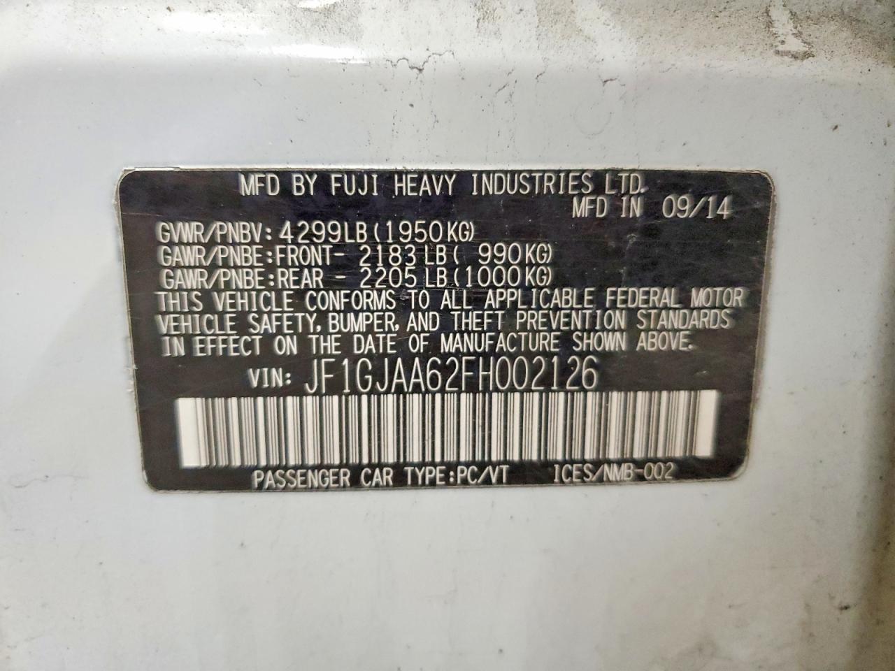 2015 SUBARU IMPREZA photo 23