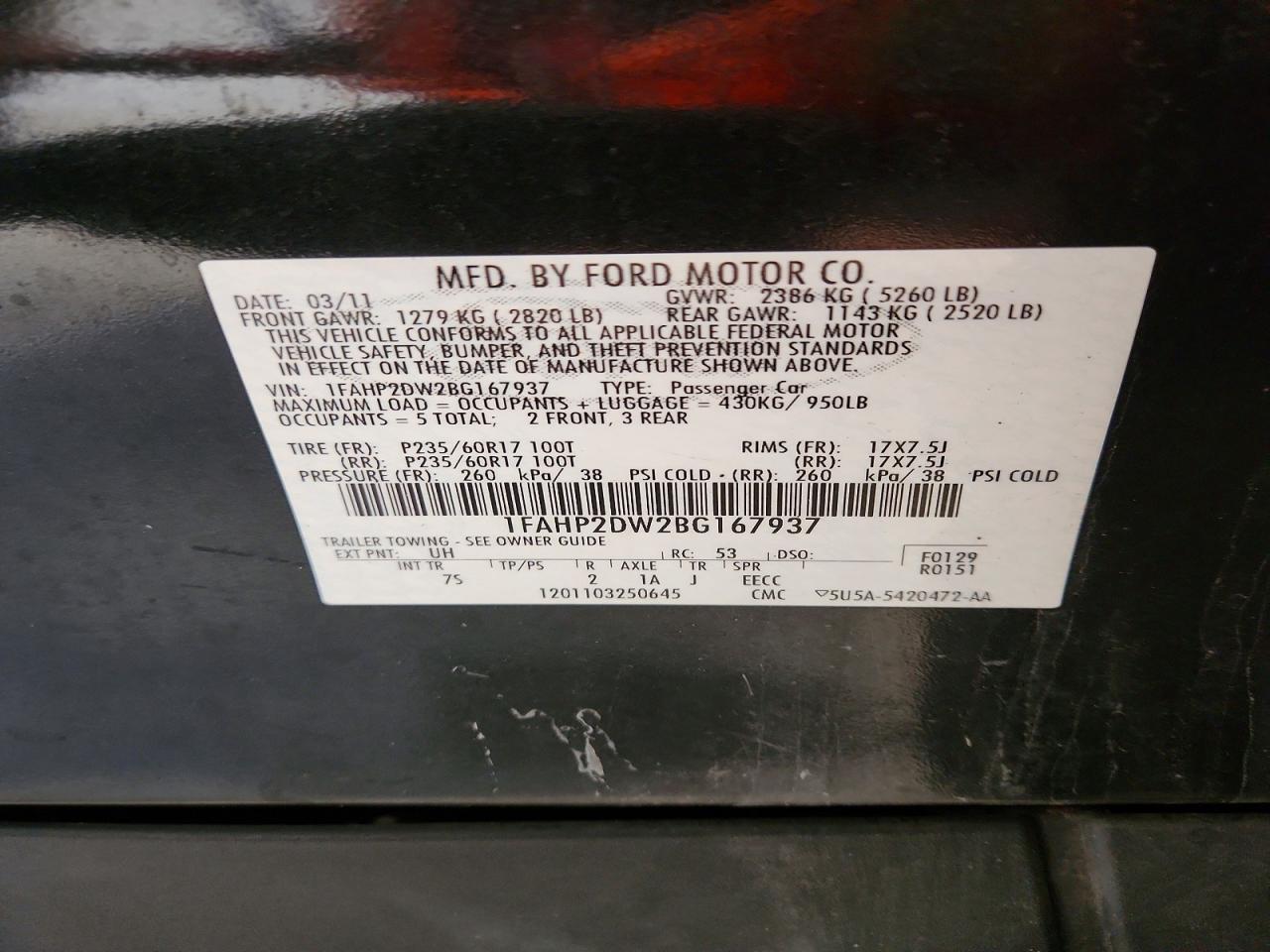 2011 FORD TAURUS SE photo 12