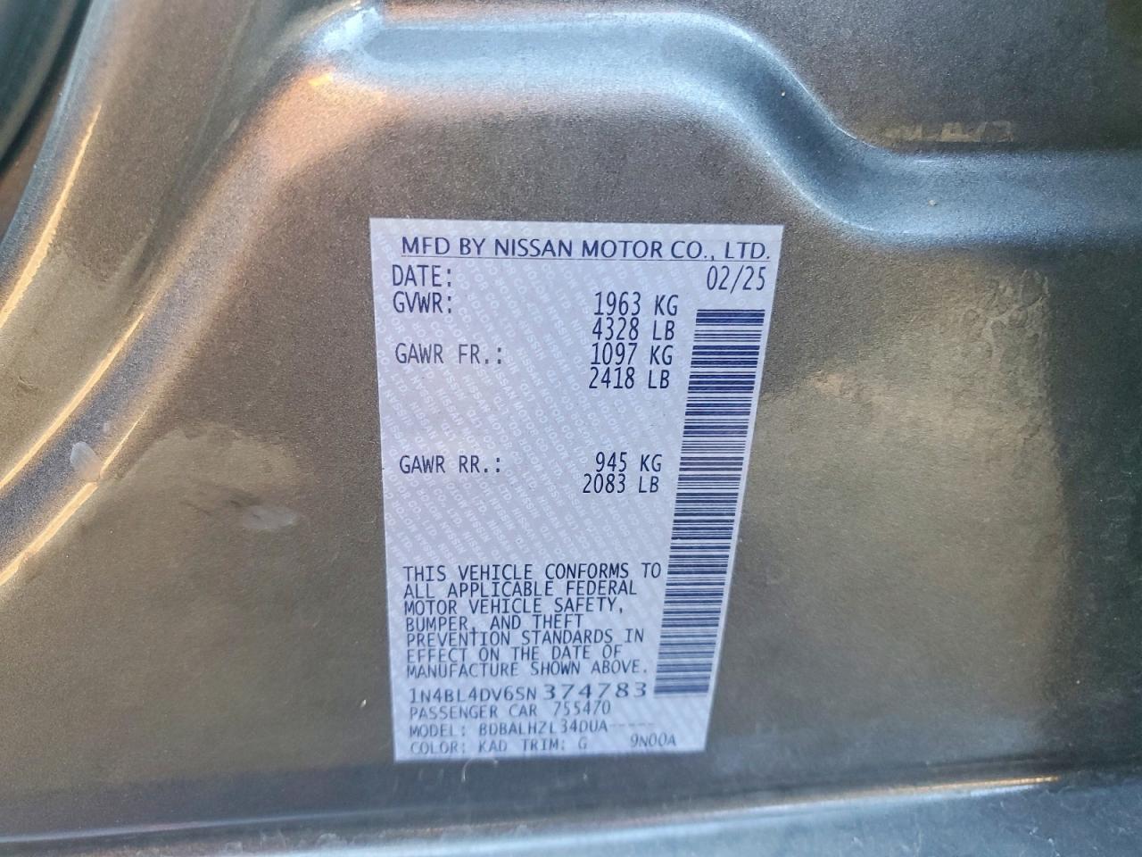 2025 NISSAN ALTIMA SV photo 12