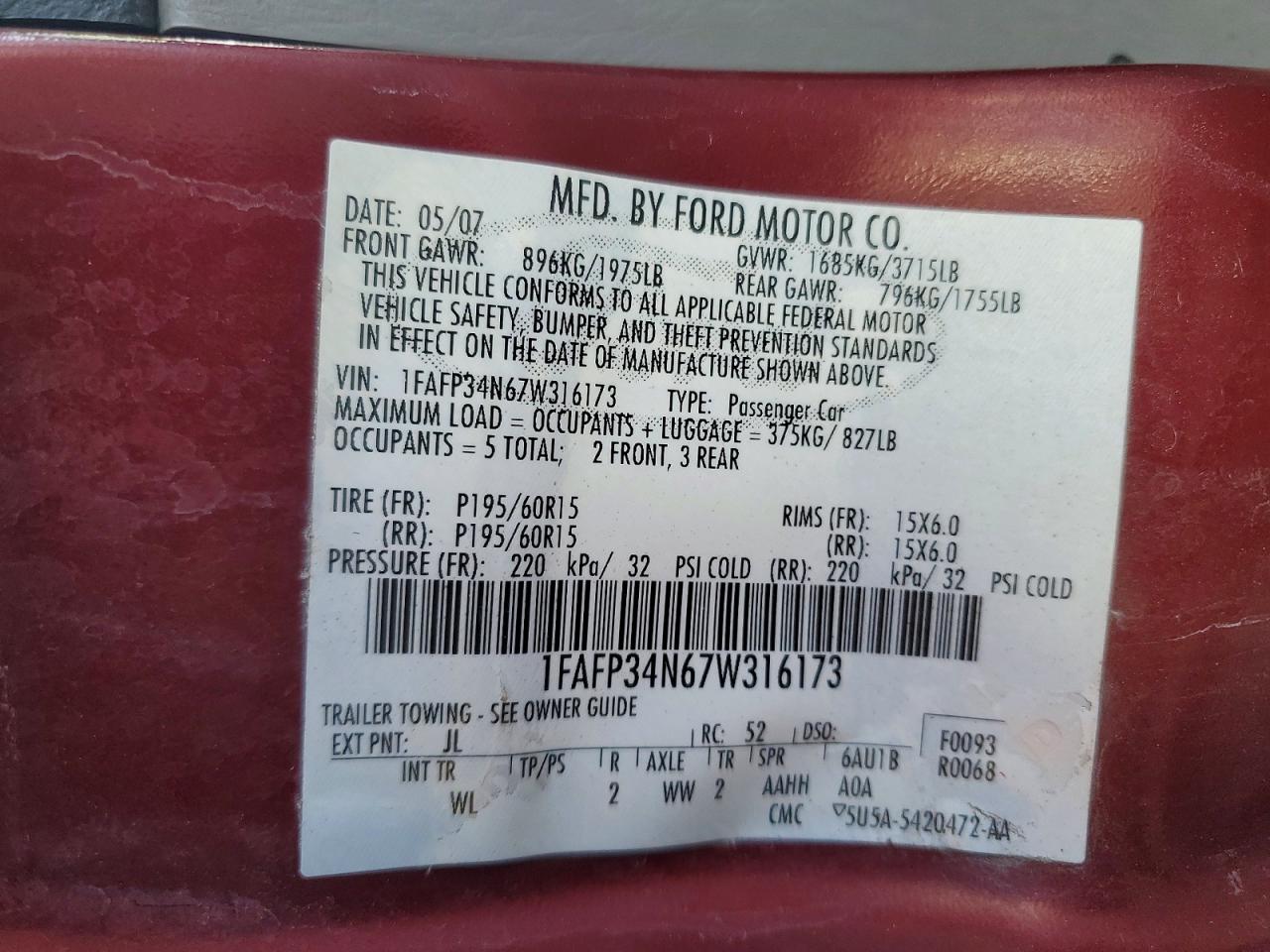 2007 FORD FOCUS photo 12