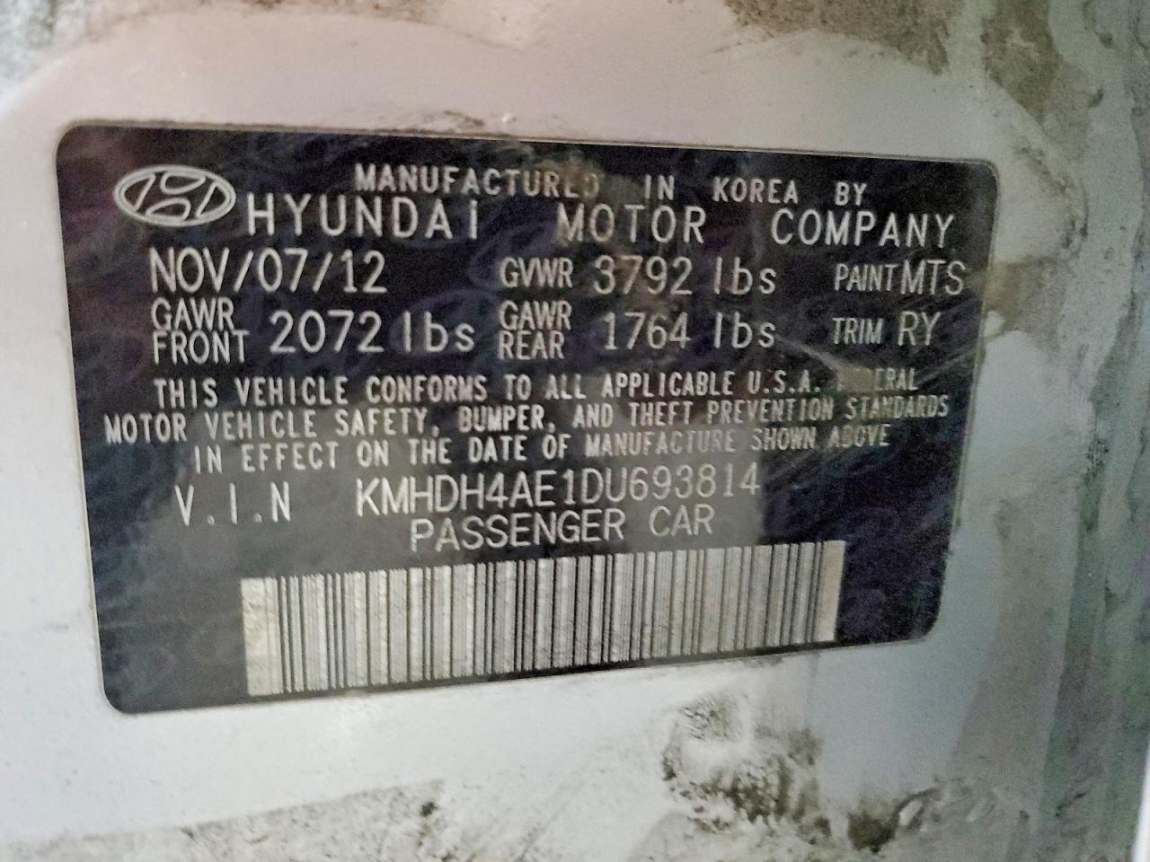 2013 HYUNDAI ELANTRA GLS photo 12