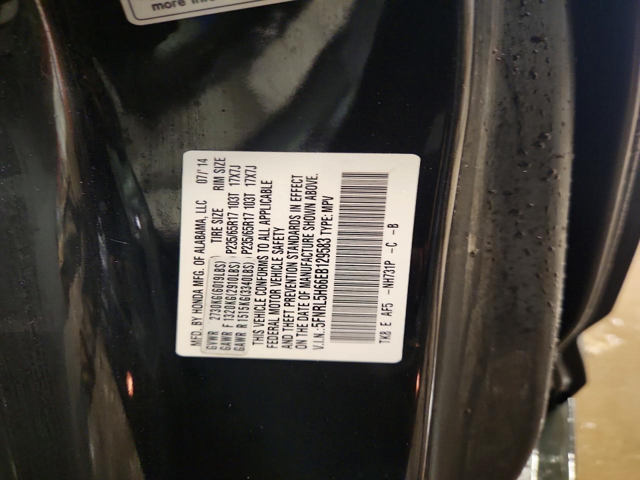 2014 HONDA ODYSSEY EXL photo 14