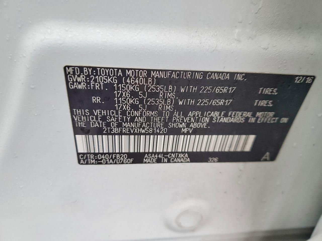2017 TOYOTA RAV4 LE photo 13