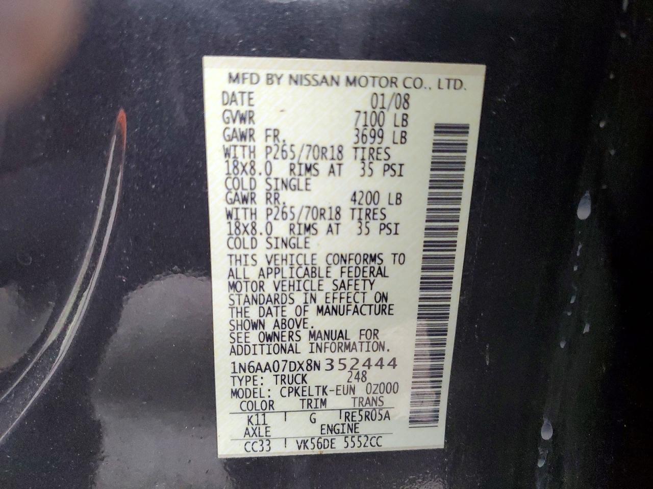 2008 NISSAN TITAN XE photo 12