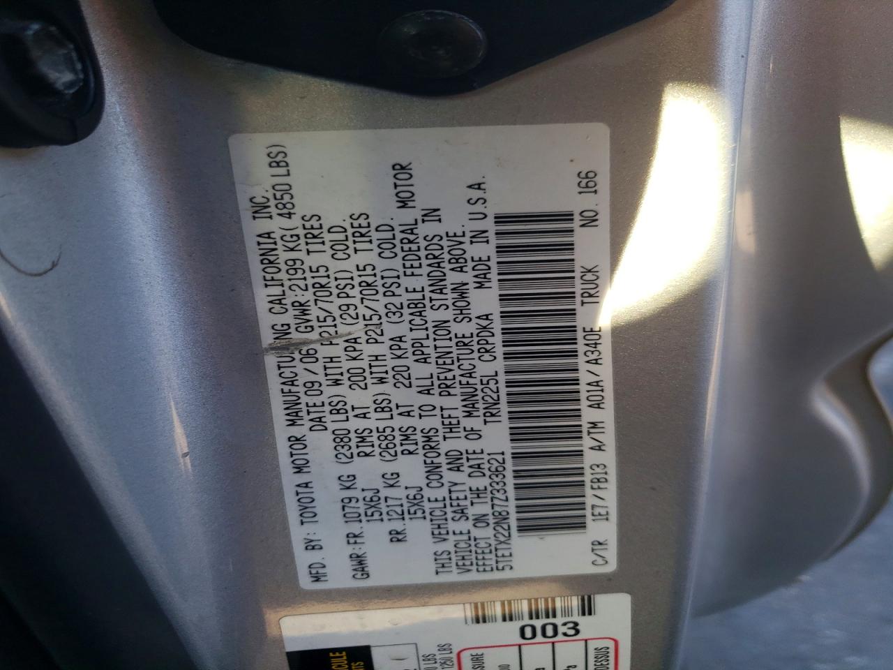 2007 TOYOTA TACOMA ACCESS CAB photo 12
