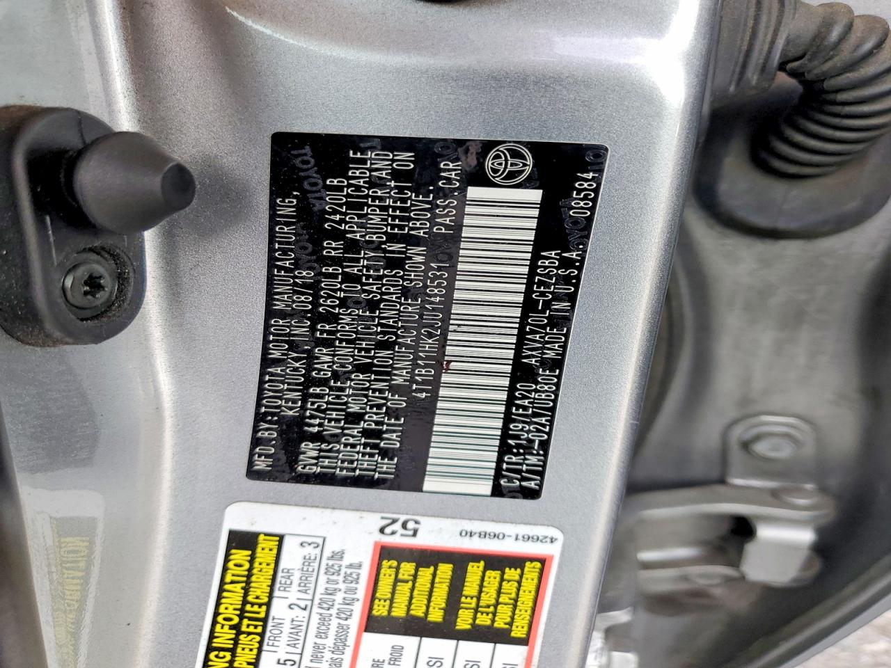2018 TOYOTA CAMRY L photo 12