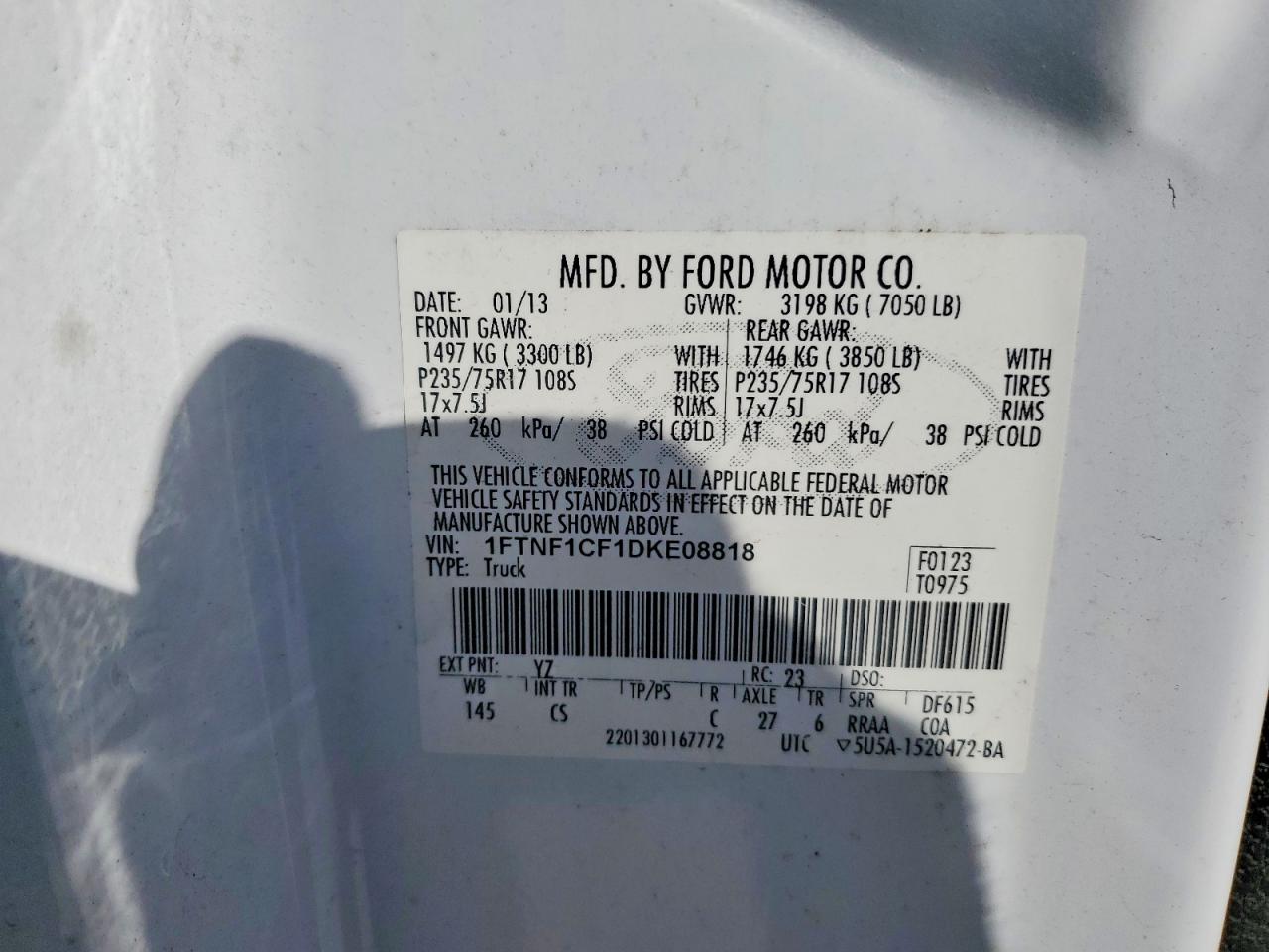 2013 FORD F150 photo 12