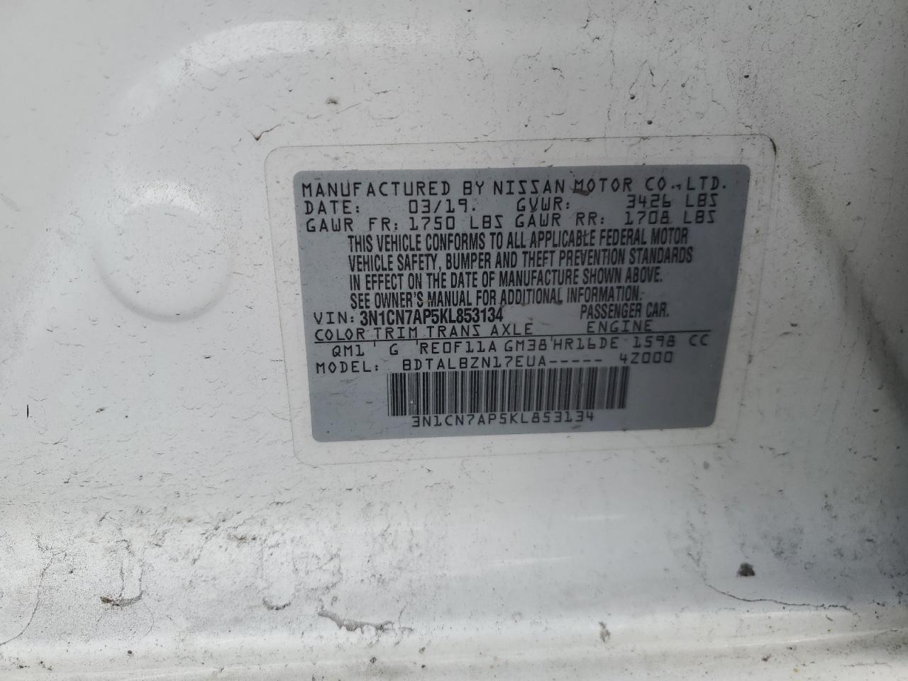 2019 NISSAN VERSA S photo 13
