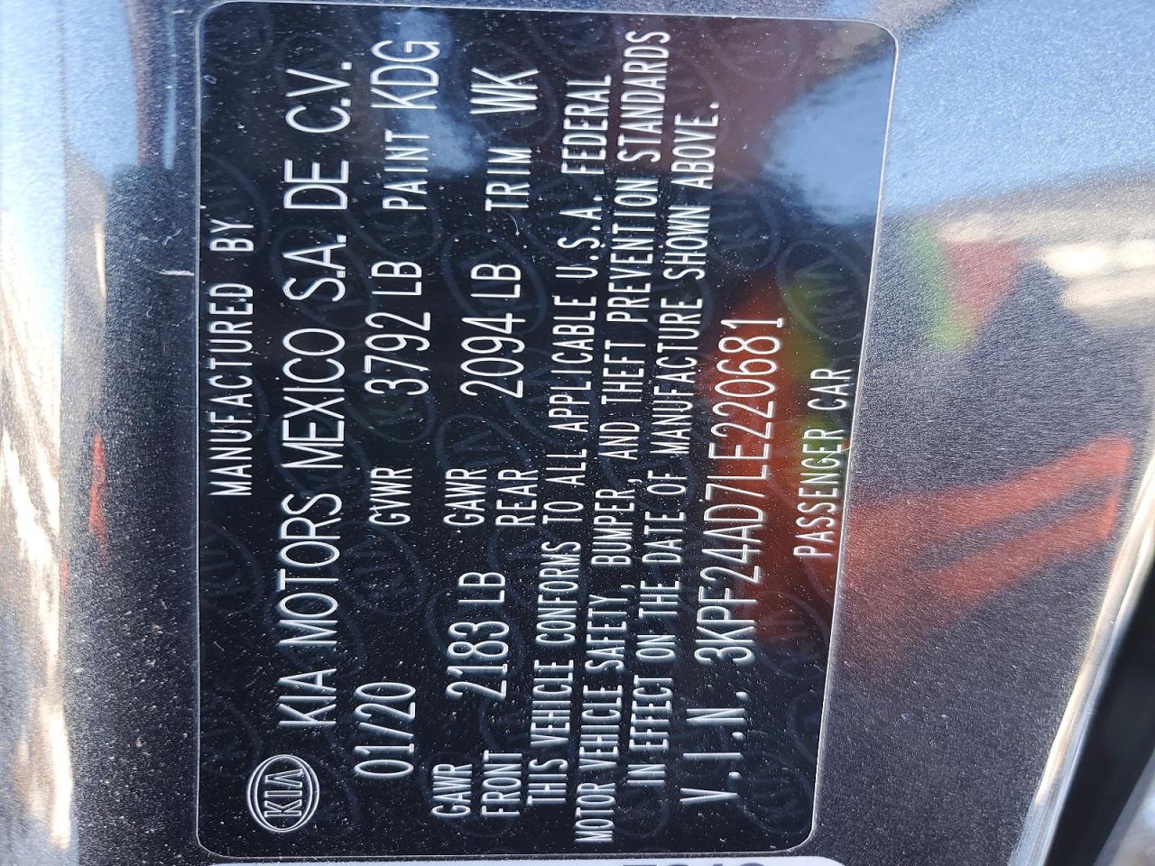 2020 KIA FORTE LXS photo 12