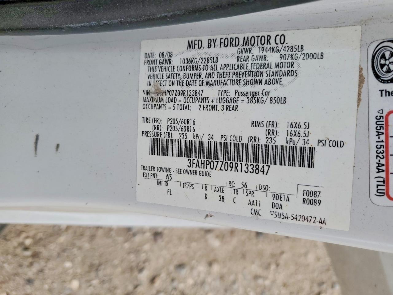 2009 FORD FUSION SE photo 12