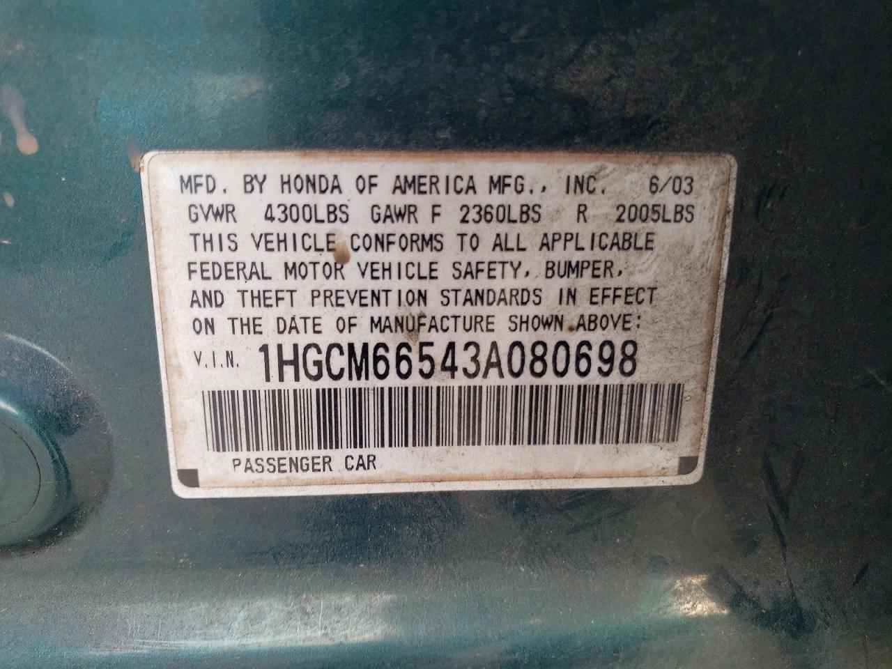 2003 HONDA ACCORD EX photo 12