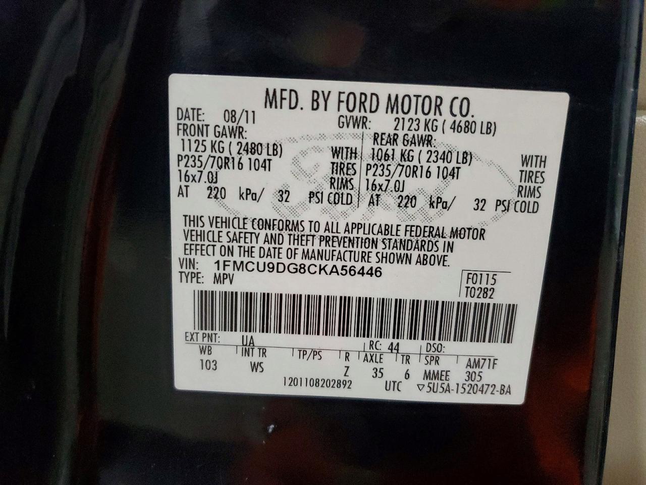 2012 FORD ESCAPE XLT photo 14
