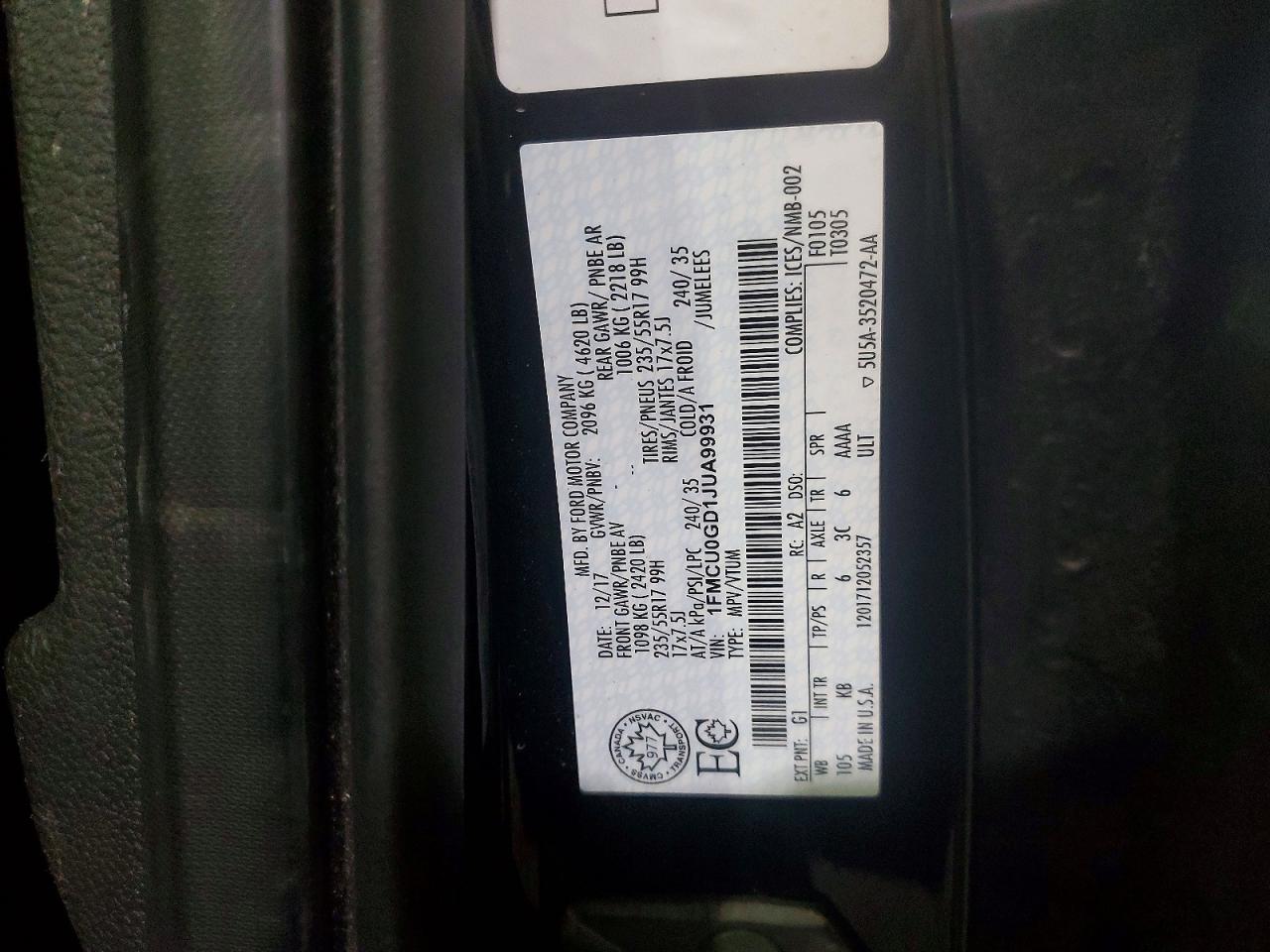 2018 FORD ESCAPE SE photo 13