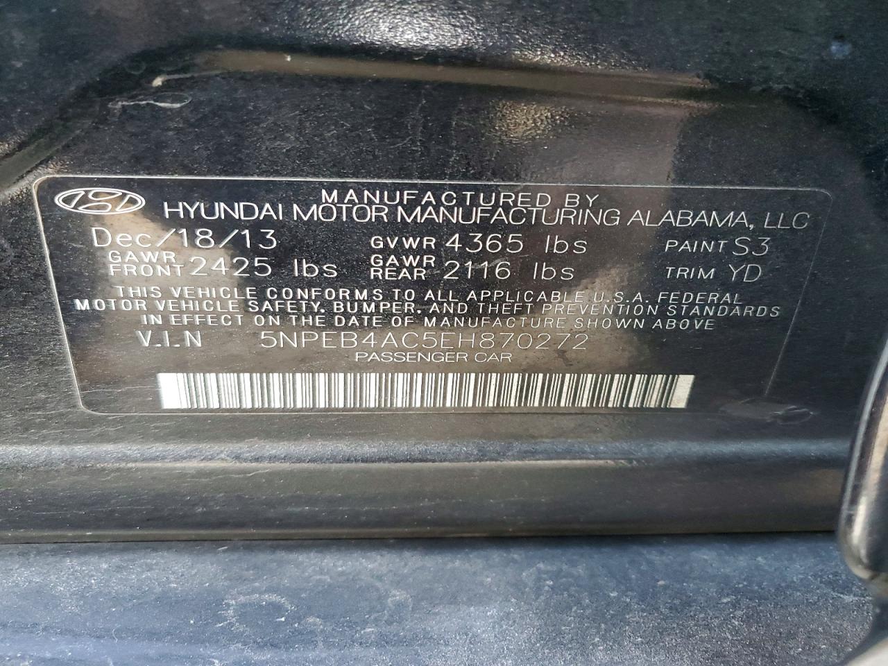 2014 HYUNDAI SONATA GLS photo 23