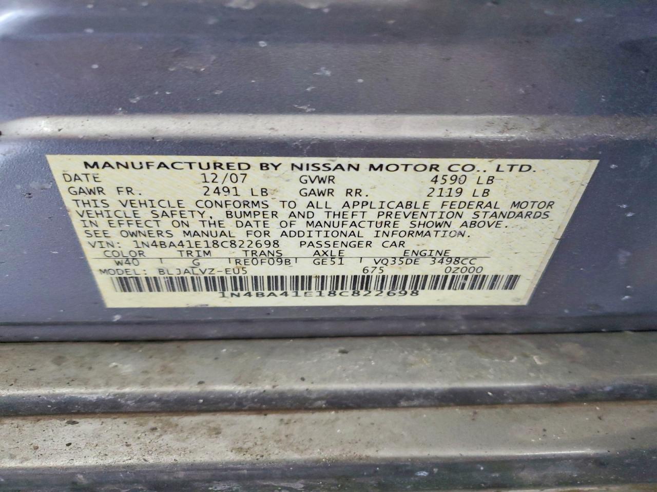2008 NISSAN MAXIMA SE photo 12